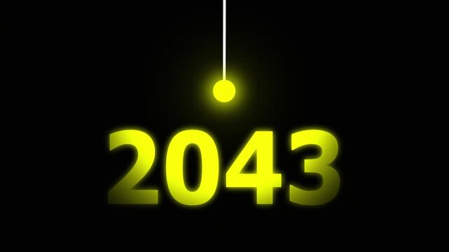 Yellow Idea Lighting Up 2043 &ndash; Futuristic New Year Concept Symbolizing Innovation, Hope, Strategy and Forward Thinking Success.