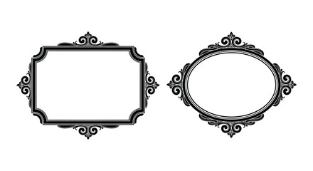 Intricate black ornamental frames with baroque details presented on a white background a striking silhouette high quality professional detailed modern elegant