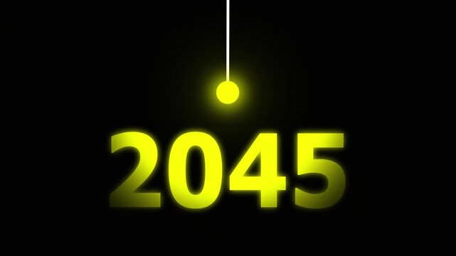 Yellow Idea Lighting Up 2045 &ndash; Futuristic New Year Concept Symbolizing Innovation, Hope, Strategy and Forward Thinking Success.
