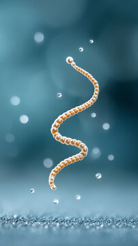 Elegant spiral of salp chain drifting upward in tranquil marine environment