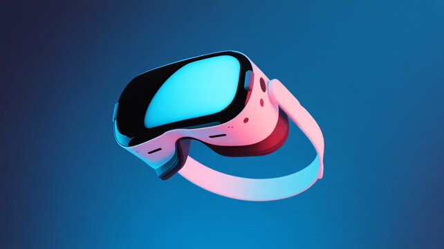 A floating oculus quest 2 vr headset against a blue gradient background