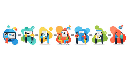 Fototapeta premium Recruitment, Hiring, and Business Partnership Process Workflow Illustration