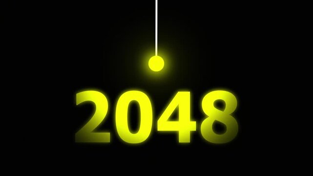 Yellow Idea Lighting Up 2048 &ndash; Futuristic New Year Concept Symbolizing Innovation, Hope, Strategy and Forward Thinking Success.
