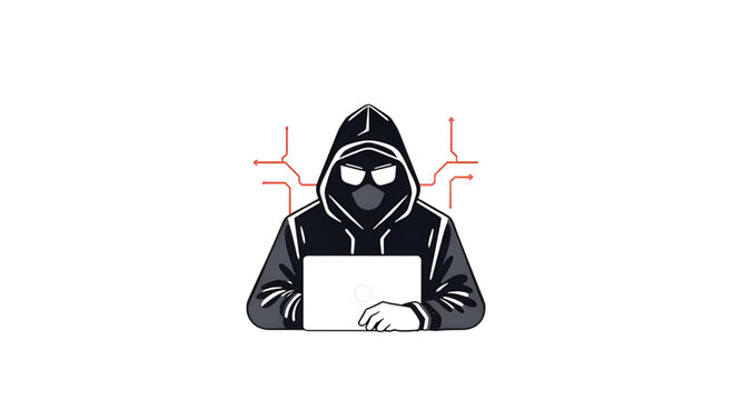 hacker silhouette icon vector illustration isolated on white background design, hooded hacker icon illustration for cybersecurity and hacking concept design, hacker silhouette vector icon for digital 