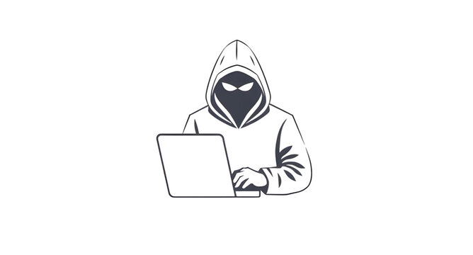 hacker silhouette icon vector illustration isolated on white background design, hooded hacker icon illustration for cybersecurity and hacking concept design, hacker silhouette vector icon for digital 