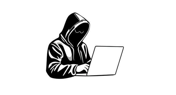 hacker silhouette icon, hacker vector illustration, hacker clipart icon, hacker graphic design, hacker drawing illustration, hacker outline icon, anonymous hacker icon, hooded hacker icon, hacker lapt
