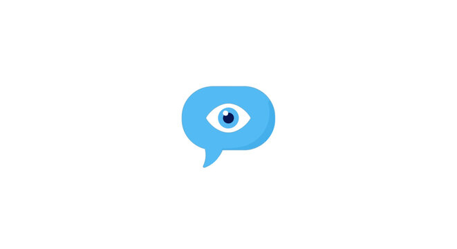 Blue speech bubble with eye.