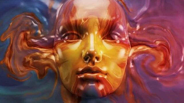 Emotion-Driven Facial Contours from Liquid Gradient Fields Shifting Colors &mdash; Artistic 4K Seamless Loop