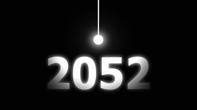 Bright Idea Lighting Up 2052 &ndash; Futuristic New Year Concept Symbolizing Innovation, Hope, Strategy and Forward Thinking Success.