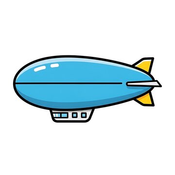 Cartoon blue blimp airship vehicle.