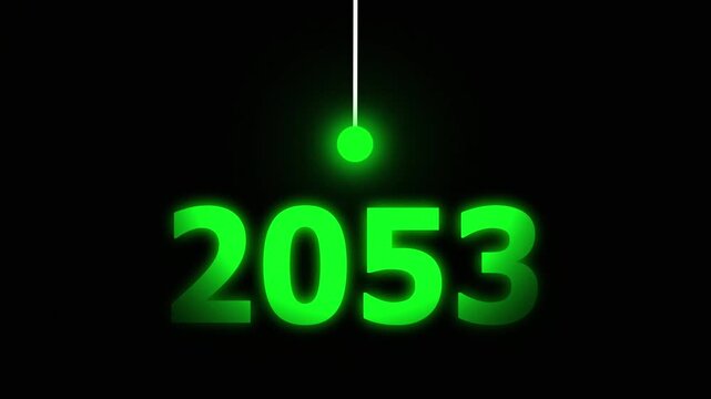 Green Idea Lighting Up 2053 &ndash; Futuristic New Year Concept Symbolizing Innovation, Hope, Strategy and Forward Thinking Success.