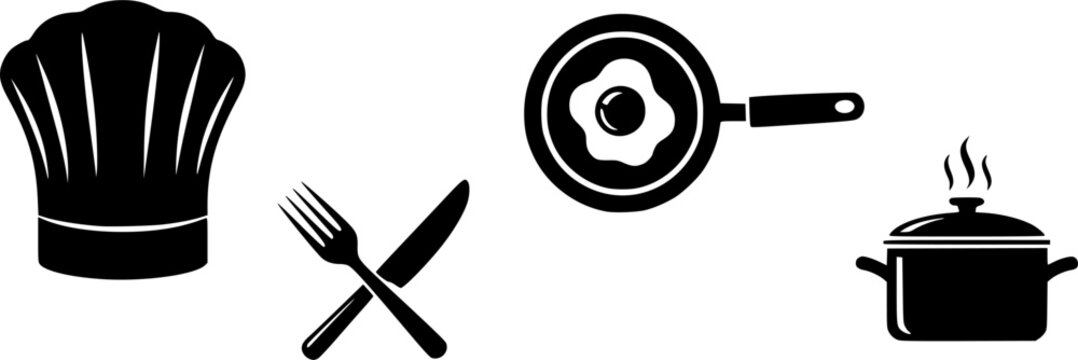 Restaurant logo or symbol. Menu, cooking icon. Vector illustration
