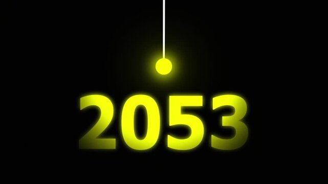 Yellow Idea Lighting Up 2053 &ndash; Futuristic New Year Concept Symbolizing Innovation, Hope, Strategy and Forward Thinking Success.