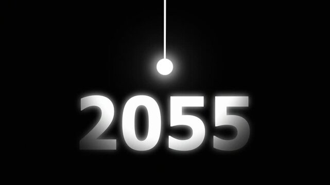 Bright Idea Lighting Up 2055 &ndash; Futuristic New Year Concept Symbolizing Innovation, Hope, Strategy and Forward Thinking Success.