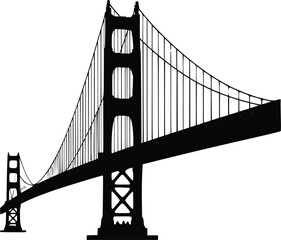 Fototapeta premium Iconic suspension bridge spanning a large body of water with intricate support towers.