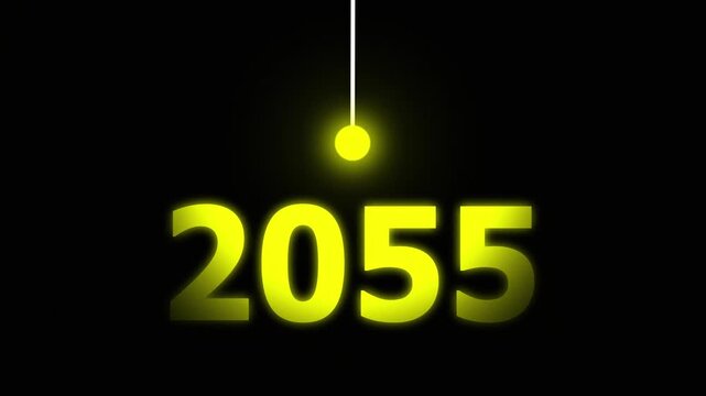 Yellow Idea Lighting Up 2055 &ndash; Futuristic New Year Concept Symbolizing Innovation, Hope, Strategy and Forward Thinking Success.