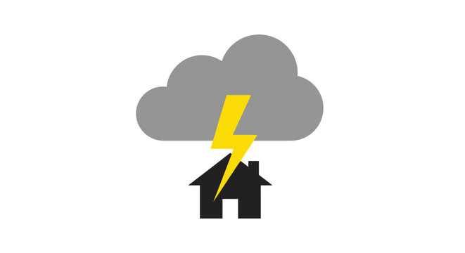 House Hit by Lightning Storm Weather.