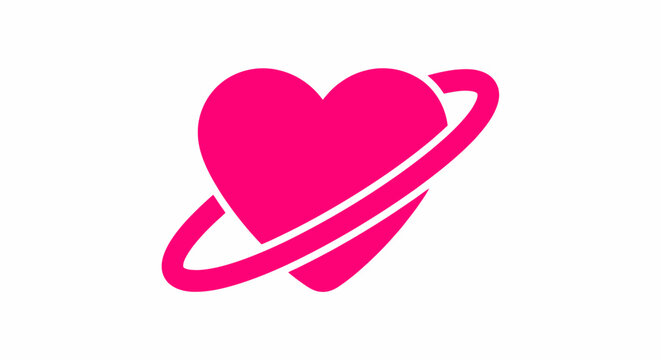 Pink Heart Icon with Ring Symbol.