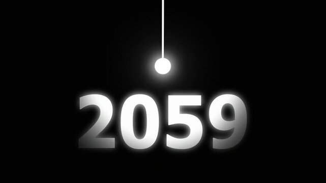 Bright Idea Lighting Up 2059 &ndash; Futuristic New Year Concept Symbolizing Innovation, Hope, Strategy and Forward Thinking Success.