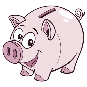 A pink cartoon pig with a smiling face