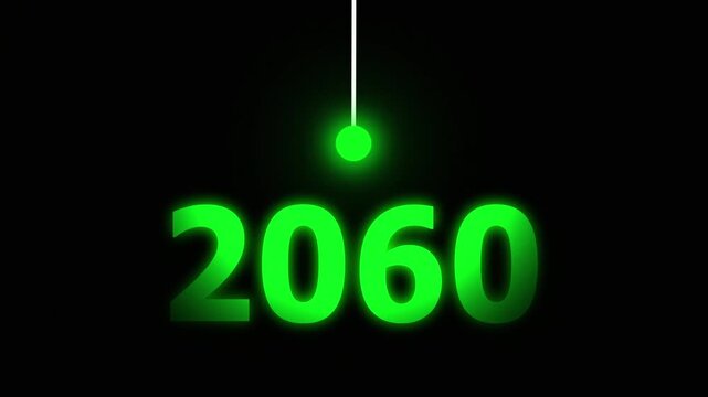 Green Idea Lighting Up 2060 &ndash; Futuristic New Year Concept Symbolizing Innovation, Hope, Strategy and Forward Thinking Success.