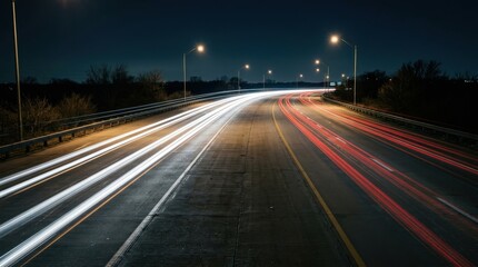 Streaking Highway Lights at Night, Capturing the Flow of Motion and Speed