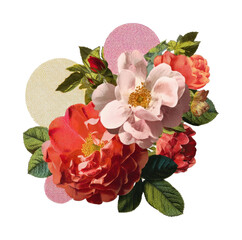Naklejka premium PNG Vintage floral collage art