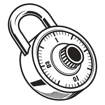 A combination lock with a dial and a shackle