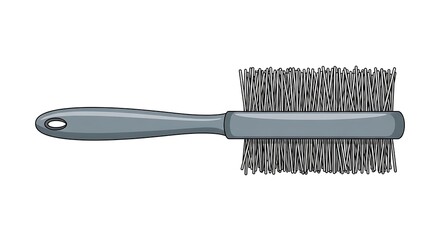 Gray wire brush with handle.