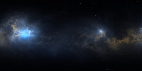 360-degree full-sphere panoramic space background with nebula and stars. It was neither partly nor fully created with generative AI.