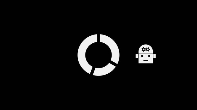 AI (Artificial Intelligence) analyzes data - Data segmentation concept minimal motion graphics clip with Alpha channel (Transparent background) - foreground color 5% gray