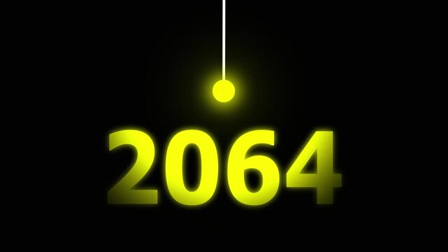 Yellow Idea Lighting Up 2064 &ndash; Futuristic New Year Concept Symbolizing Innovation, Hope, Strategy and Forward Thinking Success.