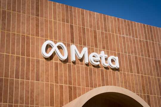 Barcelona, Spain - 02.03.206: the Meta logo is seen on a wall, a social media and technology american company
