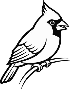 Minimalist black and white drawing of a bird perched on a branch