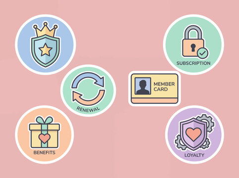 Collection of membership and loyalty program icons.