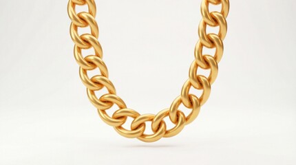 Obraz premium Close-up of a Shiny Gold Chain Necklace on White.
