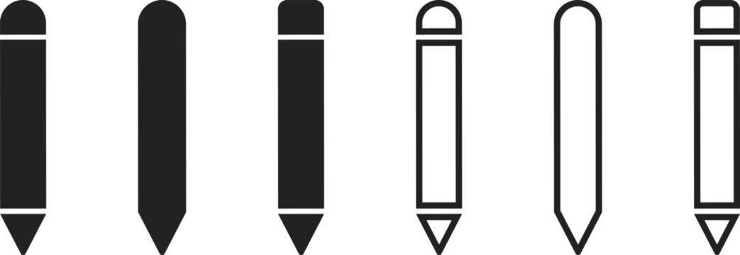 Pencil icons set. Writing and drawing sign. Creative Design Symbols. Graphite pencil and sketch icons
