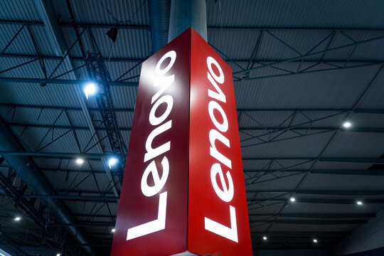 Barcelona, Spain - 02.03.206: the microchip and laptop maker Lenovo logo is seen on display