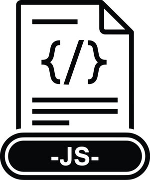 Javascript file icon with code symbols and text programming