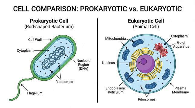Cell Comparison: Prokaryotic vs Eukaryotic Cells and Their Structures.