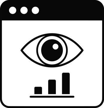 Website Analytics Eye and Bar Chart Silhouette graph