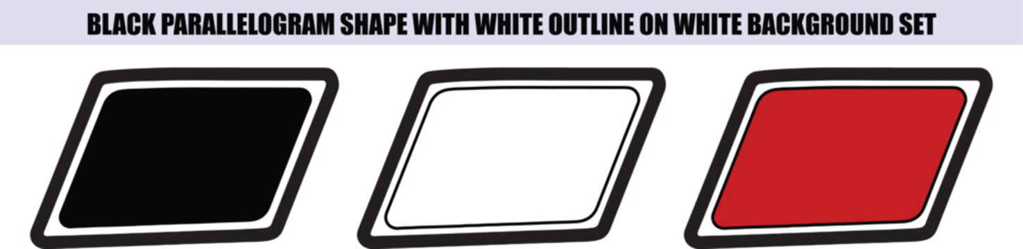 Black and red parallelograms with white outline on white background