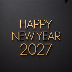 Obraz premium Elegant golden three dimensional inscription wishing a happy new year celebration for two thousand twenty seven