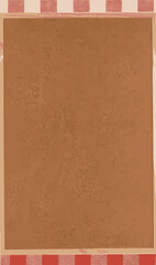 Empty cork board background with red gingham checkered frame and copy space