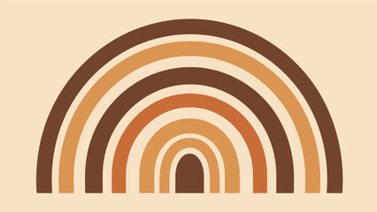 Obraz premium Minimalist abstract rainbow illustration featuring various shades of brown and orange in a modern bohemian or retro style for decor.