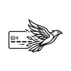 Obraz premium Credit Card With Eagle Wings - Fast Secure Payment Concept.