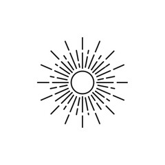Obraz premium Minimalist sunburst line art with radiating lines and a central circle