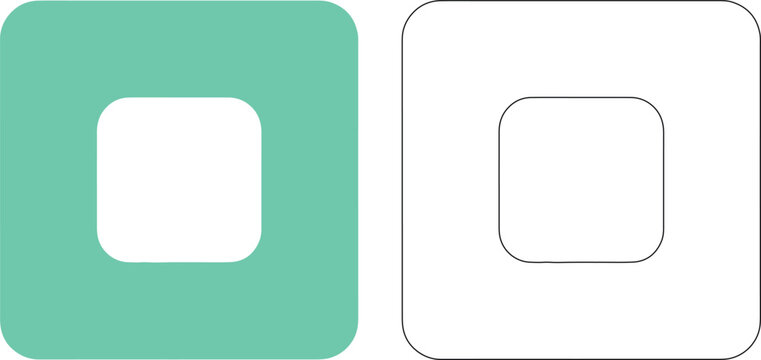 Black silhouette rounded square with inner square silhouettes