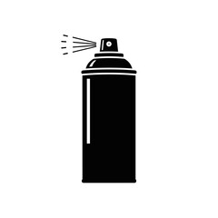 Fototapeta premium Black spray can icon with mist spraying from the nozzle on a white background