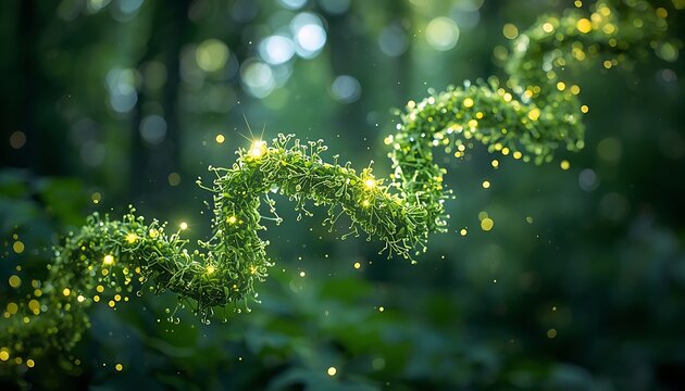 Dna double helix tropical  bond on the jungle sunshine reflection